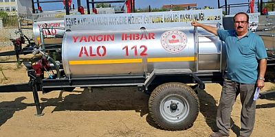 UŞAK'TA KÖYLERE YANGIN SÖNDÜRMEK İÇİN SU TANKERİ HEDİYE EDİLDİ.